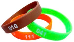 Pulseras de silicona numeradas